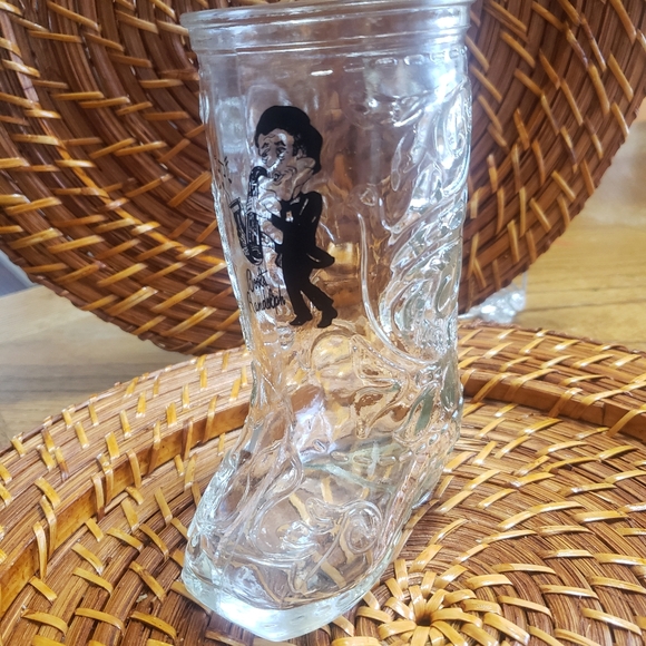 Vintage GLASS  Embossed Western Cowboy Glass Boot Mug - Picture 8 of 9